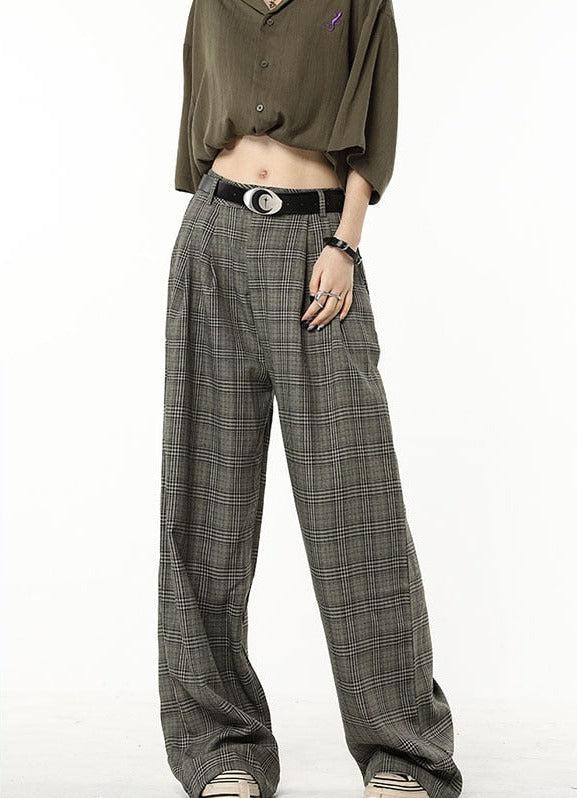 Style Core Aesthetics, New Style Trends - Dark Academia Wide Leg Plaid Pants Style Core Aesthetics, New Style Trends - Dark Academia Wide Leg Plaid Pants