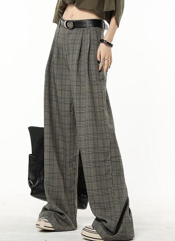 Style Core Aesthetics, New Style Trends - Dark Academia Wide Leg Plaid Pants Style Core Aesthetics, New Style Trends - Dark Academia Wide Leg Plaid Pants