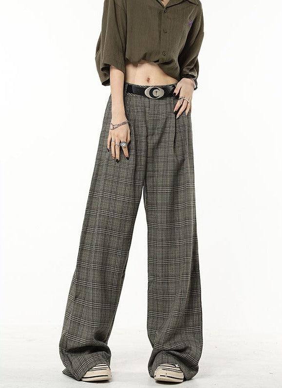 Style Core Aesthetics, New Style Trends - Dark Academia Wide Leg Plaid Pants Style Core Aesthetics, New Style Trends - Dark Academia Wide Leg Plaid Pants