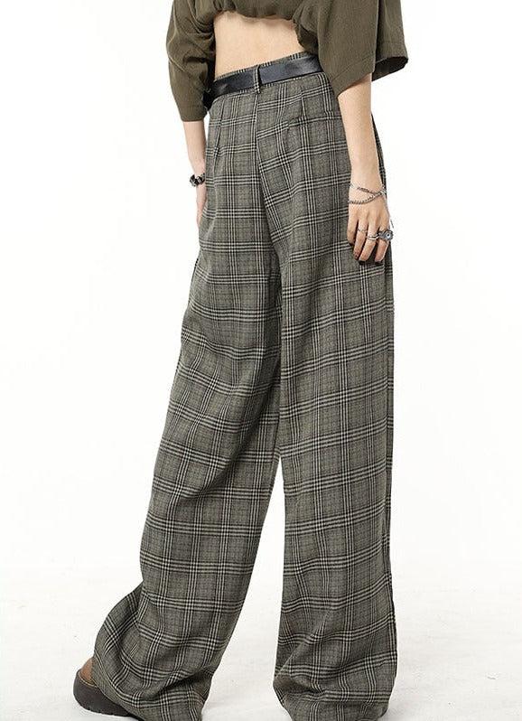 Style Core Aesthetics, New Style Trends - Dark Academia Wide Leg Plaid Pants Style Core Aesthetics, New Style Trends - Dark Academia Wide Leg Plaid Pants