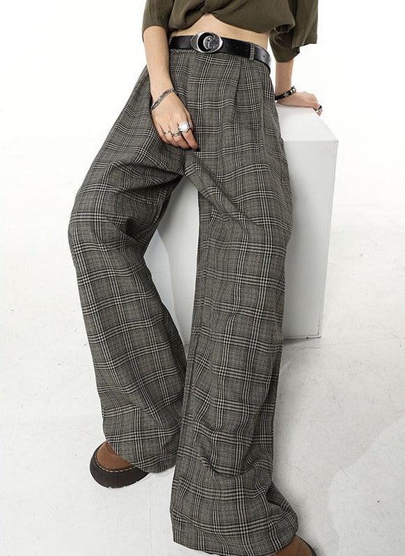 Style Core Aesthetics, New Style Trends - Dark Academia Wide Leg Plaid Pants Style Core Aesthetics, New Style Trends - Dark Academia Wide Leg Plaid Pants