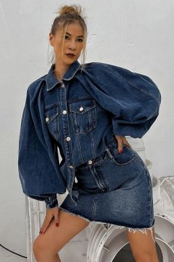 Style Core Aesthetics, New Style Trends - Denim Jacket & Skirt Two Piece Set