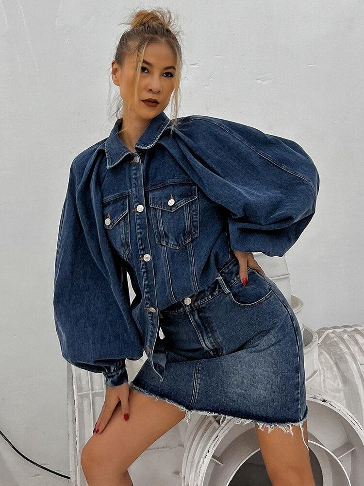 Style Core Aesthetics, New Style Trends - Denim Jacket & Skirt Two Piece Set Style Core Aesthetics, New Style Trends - Denim Jacket & Skirt Two Piece Set