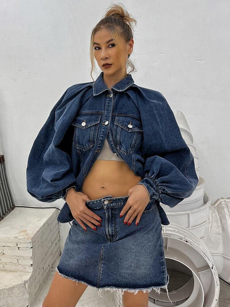 Style Core Aesthetics, New Style Trends - Denim Jacket & Skirt Two Piece Set Style Core Aesthetics, New Style Trends - Denim Jacket & Skirt Two Piece Set