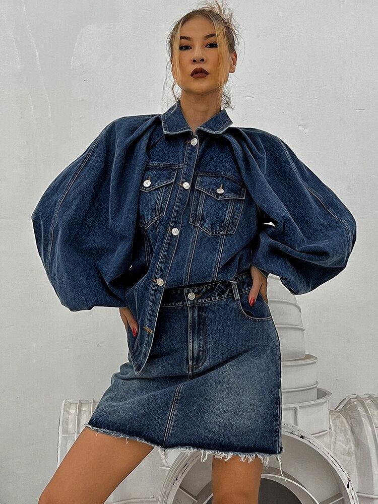Style Core Aesthetics, New Style Trends - Denim Jacket & Skirt Two Piece Set Style Core Aesthetics, New Style Trends - Denim Jacket & Skirt Two Piece Set