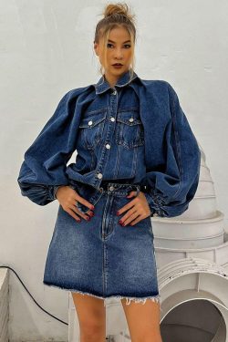 Style Core Aesthetics, New Style Trends - Denim Jacket & Skirt Two Piece Set