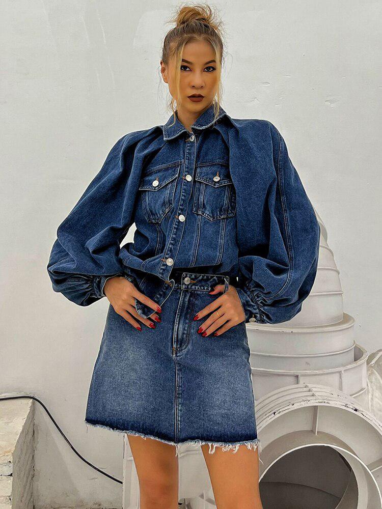 Style Core Aesthetics, New Style Trends - Denim Jacket & Skirt Two Piece Set Style Core Aesthetics, New Style Trends - Denim Jacket & Skirt Two Piece Set