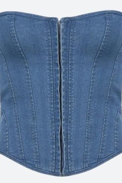 Style Core Aesthetics, New Style Trends - Denim Strapless Corset Top