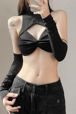 Style Core Aesthetics, New Style Trends - Detachable Sleeved Turtleneck Halter Top