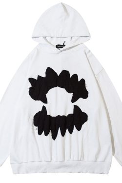 Style Core Aesthetics, New Style Trends - 'Devil Teeth' Embroidery Hoodie