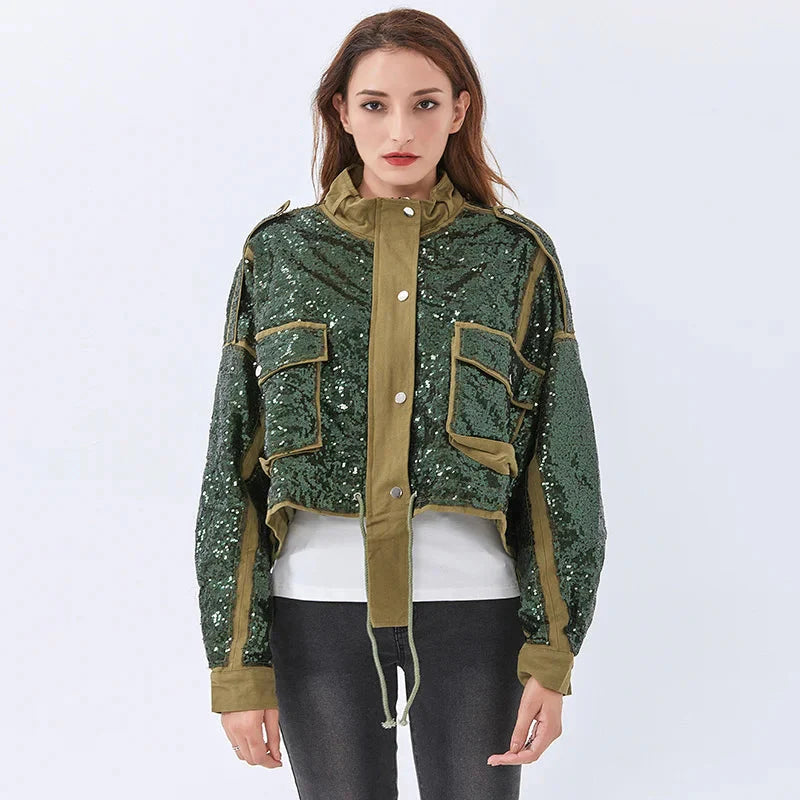 Style Core Aesthetics, New Style Trends - Disco Cowgirl Sequined Zip-Up Jacket Style Core Aesthetics, New Style Trends - Disco Cowgirl Sequined Zip-Up Jacket