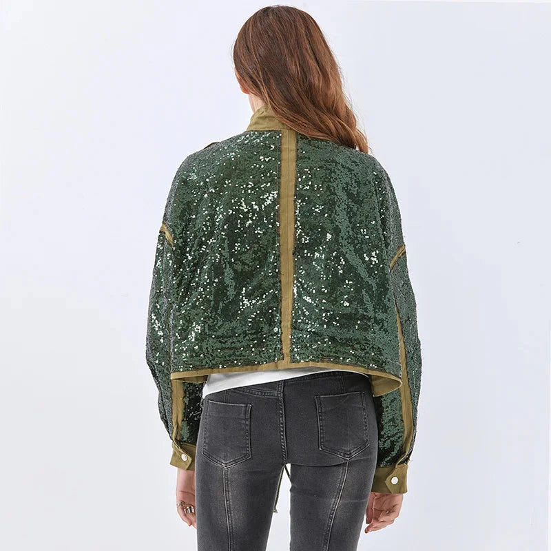 Style Core Aesthetics, New Style Trends - Disco Cowgirl Sequined Zip-Up Jacket Style Core Aesthetics, New Style Trends - Disco Cowgirl Sequined Zip-Up Jacket