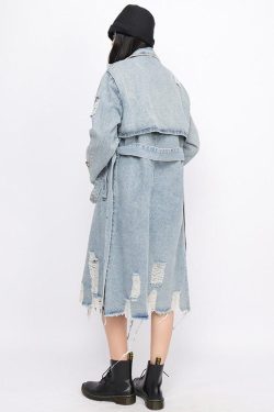 Style Core Aesthetics, New Style Trends - Distressed Denim Trench Coat