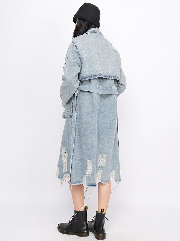 Style Core Aesthetics, New Style Trends - Distressed Denim Trench Coat Style Core Aesthetics, New Style Trends - Distressed Denim Trench Coat