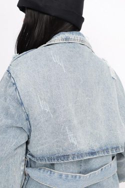 Style Core Aesthetics, New Style Trends - Distressed Denim Trench Coat