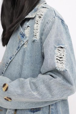 Style Core Aesthetics, New Style Trends - Distressed Denim Trench Coat
