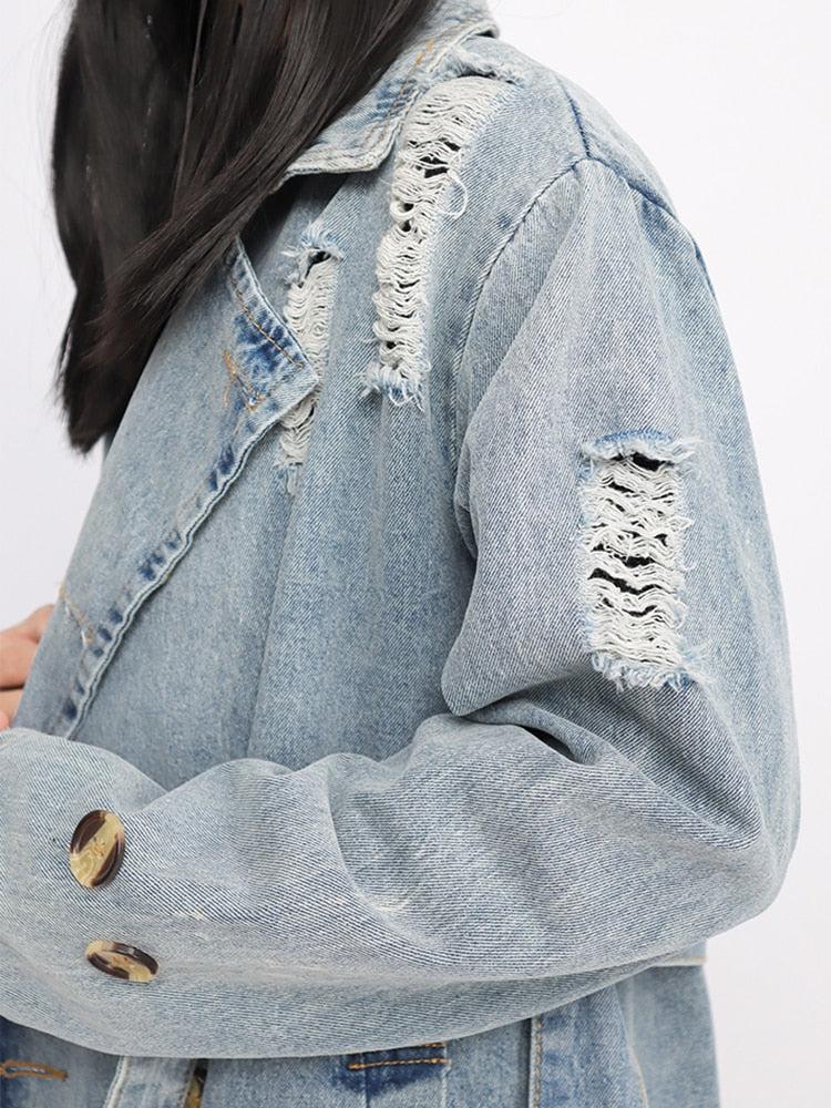 Style Core Aesthetics, New Style Trends - Distressed Denim Trench Coat Style Core Aesthetics, New Style Trends - Distressed Denim Trench Coat