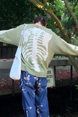 Style Core Aesthetics, New Style Trends - Distressed Oversized Skeleton Knit Sweater