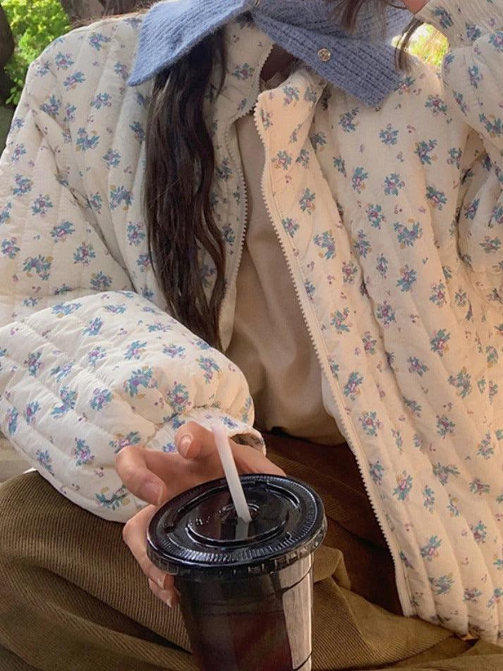 Style Core Aesthetics, New Style Trends - Ditsy Floral Print Zip Up Jacket Style Core Aesthetics, New Style Trends - Ditsy Floral Print Zip Up Jacket