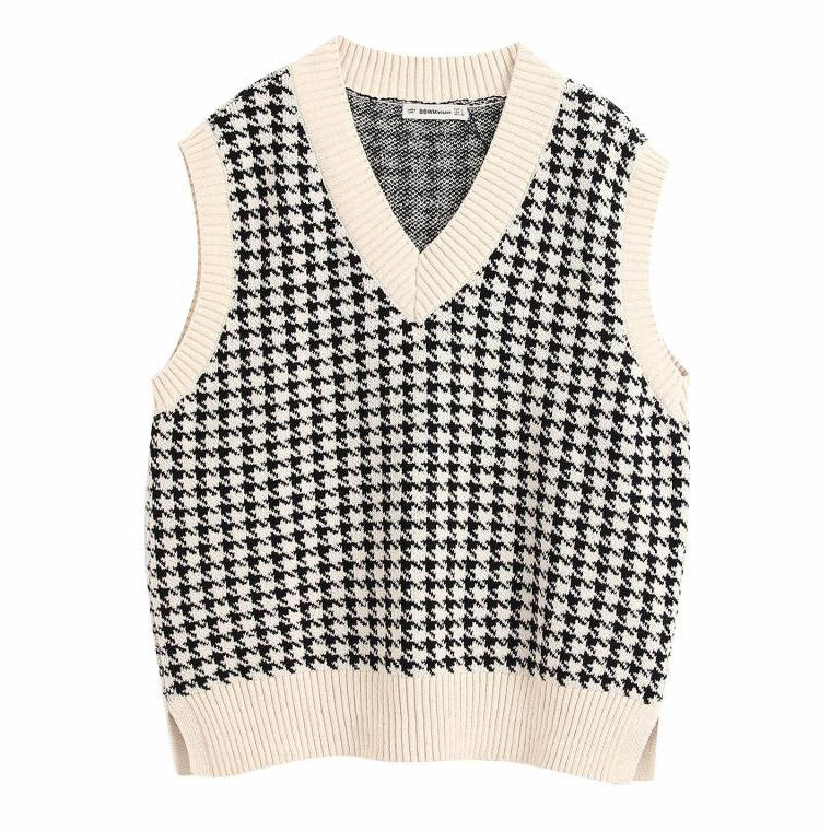 Style Core Aesthetics, New Style Trends - Dogtooth Check Vest Style Core Aesthetics, New Style Trends - Dogtooth Check Vest
