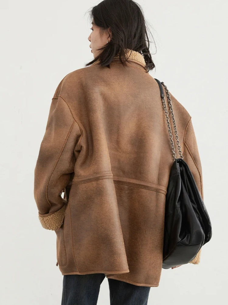 Style Core Aesthetics, New Style Trends - Double Faced Faux Leather Jacket Style Core Aesthetics, New Style Trends - Double Faced Faux Leather Jacket