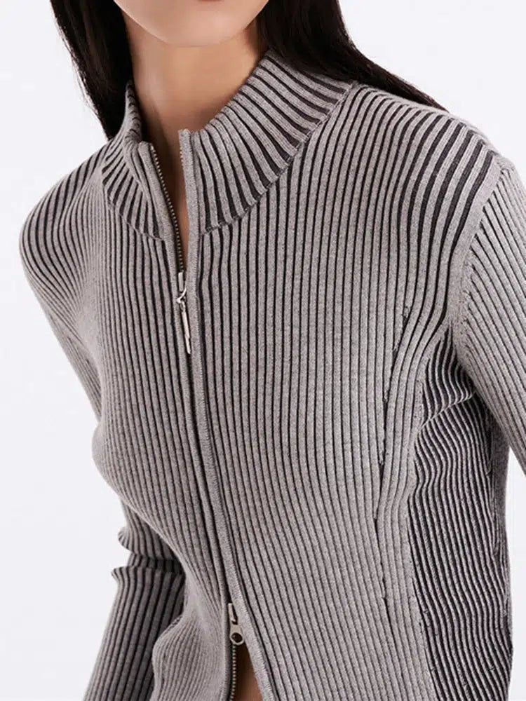 Style Core Aesthetics, New Style Trends - Double Zip-Up Distressed Corduroy Cardigan Style Core Aesthetics, New Style Trends - Double Zip-Up Distressed Corduroy Cardigan