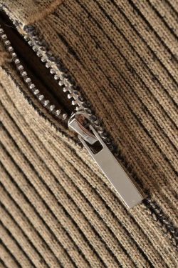 Style Core Aesthetics, New Style Trends - Double Zip-Up Distressed Corduroy Cardigan