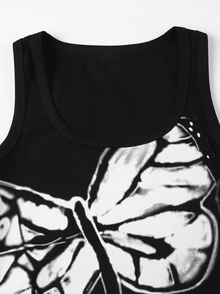 Style Core Aesthetics, New Style Trends - Dragonfly Print Ribbed Cropped Tank Top Style Core Aesthetics, New Style Trends - Dragonfly Print Ribbed Cropped Tank Top