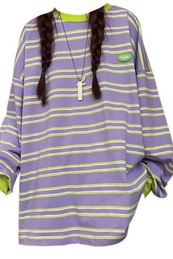 Style Core Aesthetics, New Style Trends - Drain You Striped Sweatshirt