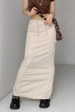 Style Core Aesthetics, New Style Trends - Drawstring Waist Parachute Maxi Skirt