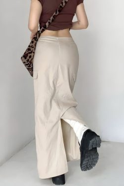 Style Core Aesthetics, New Style Trends - Drawstring Waist Parachute Maxi Skirt
