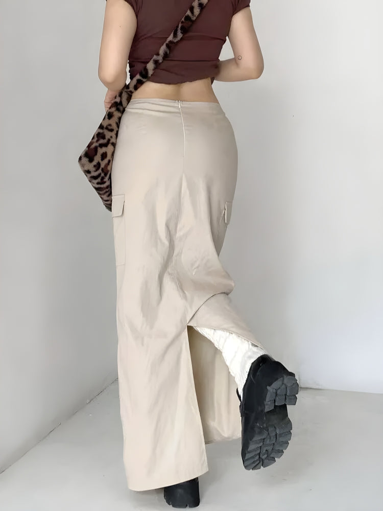 Style Core Aesthetics, New Style Trends - Drawstring Waist Parachute Maxi Skirt Style Core Aesthetics, New Style Trends - Drawstring Waist Parachute Maxi Skirt