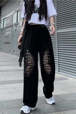 Style Core Aesthetics, New Style Trends - Elasticated Waist Butterfly Cut-Out Pants