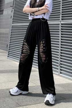 Style Core Aesthetics, New Style Trends - Elasticated Waist Butterfly Cut-Out Pants
