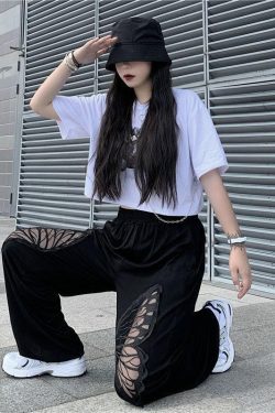 Style Core Aesthetics, New Style Trends - Elasticated Waist Butterfly Cut-Out Pants