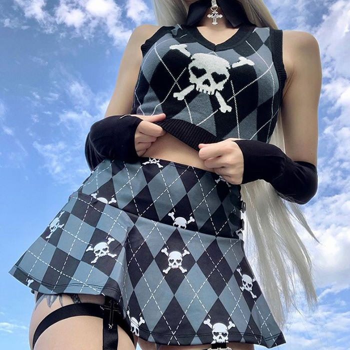 Style Core Aesthetics, New Style Trends - Emo Aesthetic Argyle Vest Style Core Aesthetics, New Style Trends - Emo Aesthetic Argyle Vest