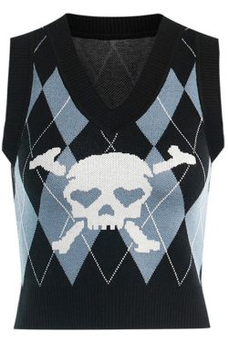 Style Core Aesthetics, New Style Trends - Emo Aesthetic Argyle Vest