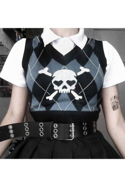 Style Core Aesthetics, New Style Trends - Emo Aesthetic Argyle Vest