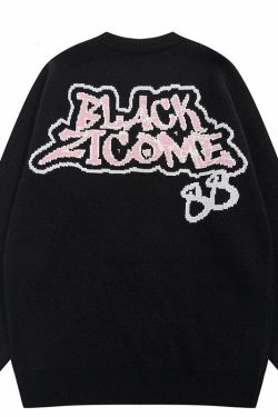 Style Core Aesthetics, New Style Trends - Evil Spider Graphic Knit Cotton Sweater