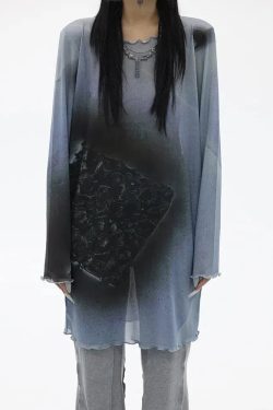 Style Core Aesthetics, New Style Trends - Extra Long Mesh Top