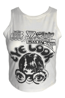 Style Core Aesthetics, New Style Trends - Eye Look Graphic Crop Tank Top