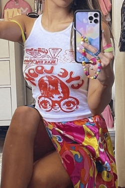 Style Core Aesthetics, New Style Trends - Eye Look Graphic Crop Tank Top