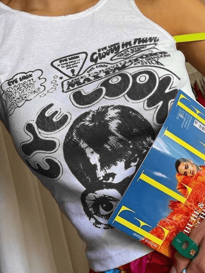 Style Core Aesthetics, New Style Trends - Eye Look Graphic Crop Tank Top Style Core Aesthetics, New Style Trends - Eye Look Graphic Crop Tank Top