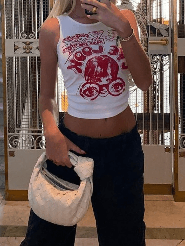 Style Core Aesthetics, New Style Trends - Eye Look Graphic Crop Tank Top Style Core Aesthetics, New Style Trends - Eye Look Graphic Crop Tank Top