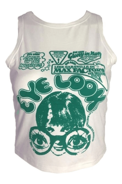 Style Core Aesthetics, New Style Trends - Eye Look Graphic Crop Tank Top