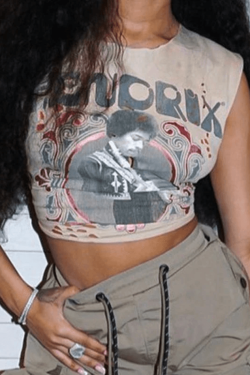 Style Core Aesthetics, New Style Trends - Face Print Cropped Tank Top