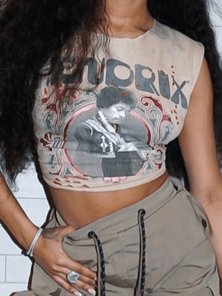 Style Core Aesthetics, New Style Trends - Face Print Cropped Tank Top Style Core Aesthetics, New Style Trends - Face Print Cropped Tank Top