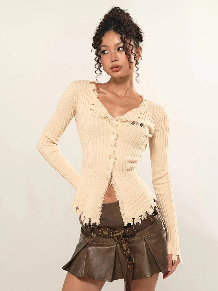 Style Core Aesthetics, New Style Trends - Fairy Grunge Corduroy Distressed Cardigan Style Core Aesthetics, New Style Trends - Fairy Grunge Corduroy Distressed Cardigan