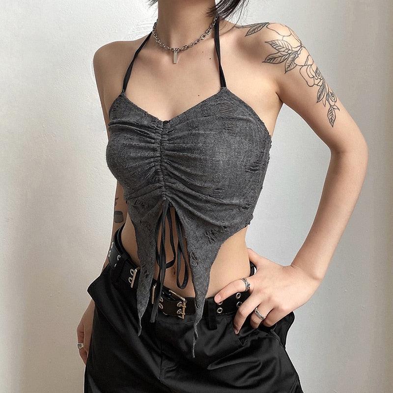 Style Core Aesthetics, New Style Trends - Fairy Grunge Detachable Sleeve Halter Top Style Core Aesthetics, New Style Trends - Fairy Grunge Detachable Sleeve Halter Top