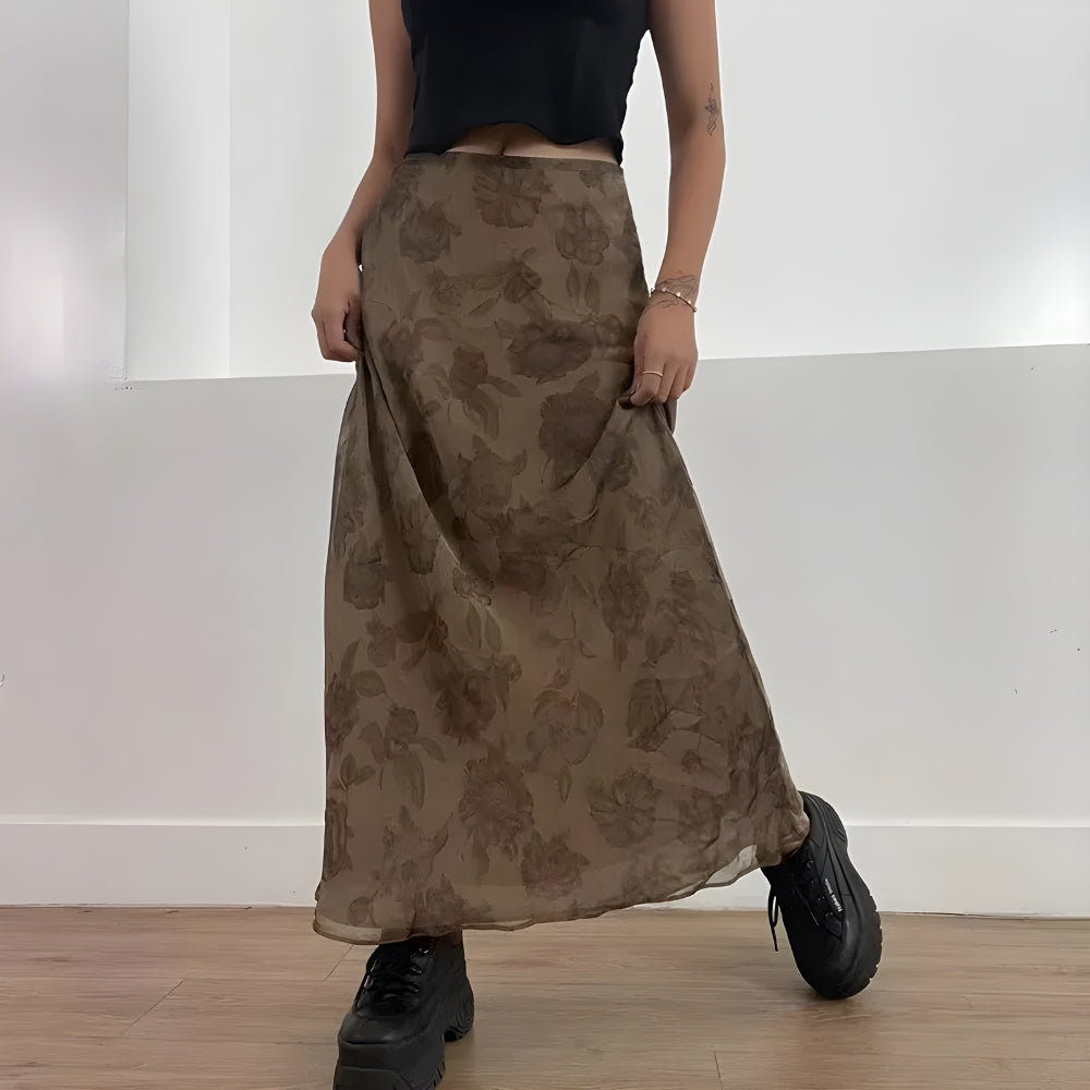 Style Core Aesthetics, New Style Trends - Fairy Grunge Floral Maxi Skirt Style Core Aesthetics, New Style Trends - Fairy Grunge Floral Maxi Skirt